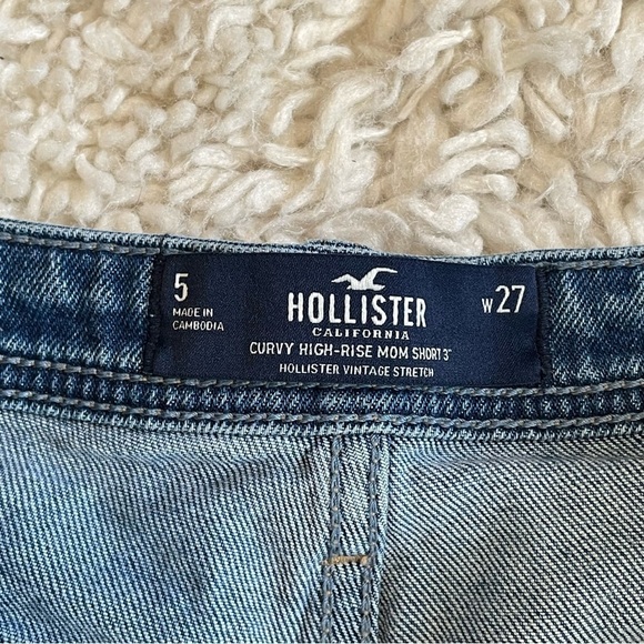 Hollister Shorts Womens Size 5 w27 Blue Denim Curvy Mom Button Fly Cut Off - Picture 3 of 8